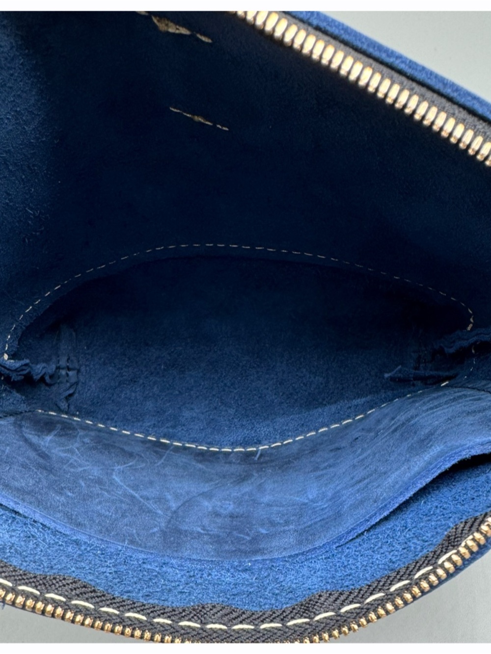 Portland Leather Goods Festival Navy Blue Suede Crossbody Bag - Picture 4 of 9